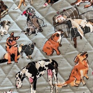 Vera Bradley Quilted Dog Pattern Print Shoulder Crossbody Bucket Bag